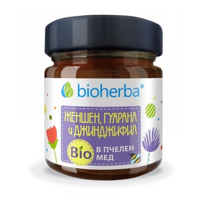 Женшен, Гуарана и Джинджифил в Био Пчелен мед, 280 гр.